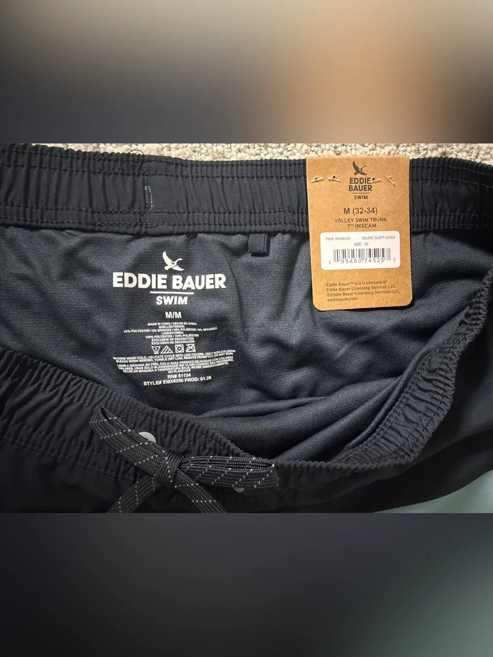 Eddie Bauer Heather Hooded Rash Guard and Swim Trunks Set  Sz M